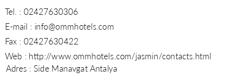 Jasmin Side Hotel telefon numaralar, faks, e-mail, posta adresi ve iletiim bilgileri